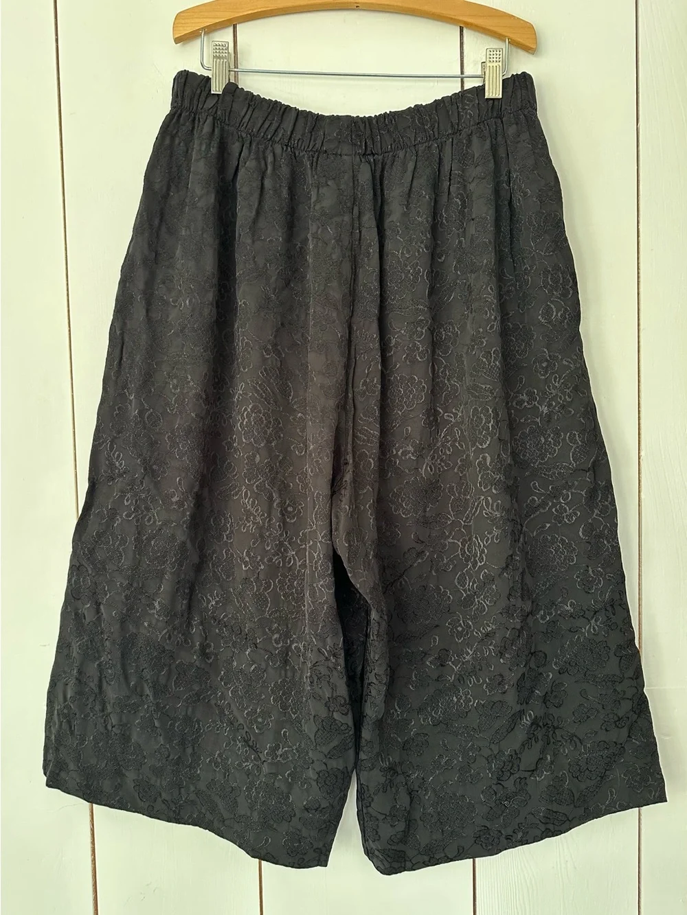 Bryn Walker Floral Cotton Jacquard Flood Pants Sz L Black - Picture 2 of 8